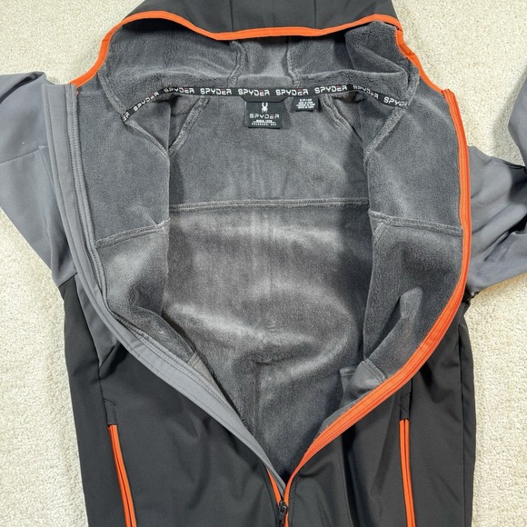 Spyder OMSP175 Men's Full Zip Soft Shell Jacket Polar Size Small Orange Grey - Picture 6 of 10